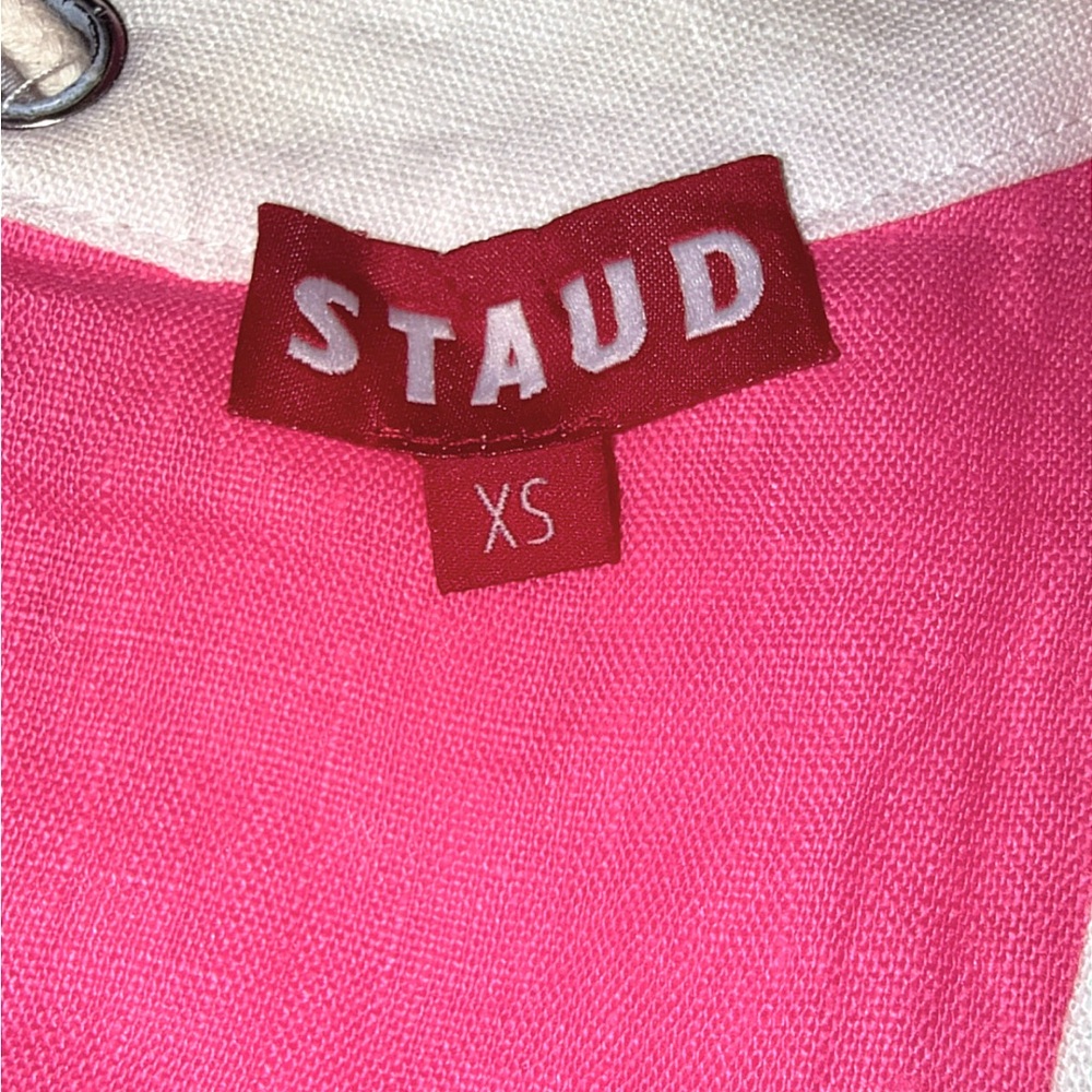 STAUD Linen Arianna Skirt 2 Livia Top XS Set pink white scalloped - Picture 11 of 16